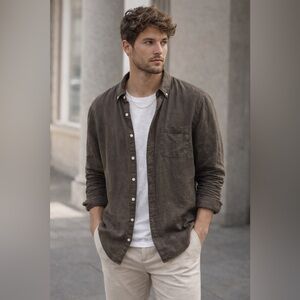 Abercrombie & Fitch Gray Linen Shirt